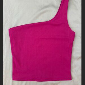 Express Body Contour Ribbed One Shoulder Crop Top